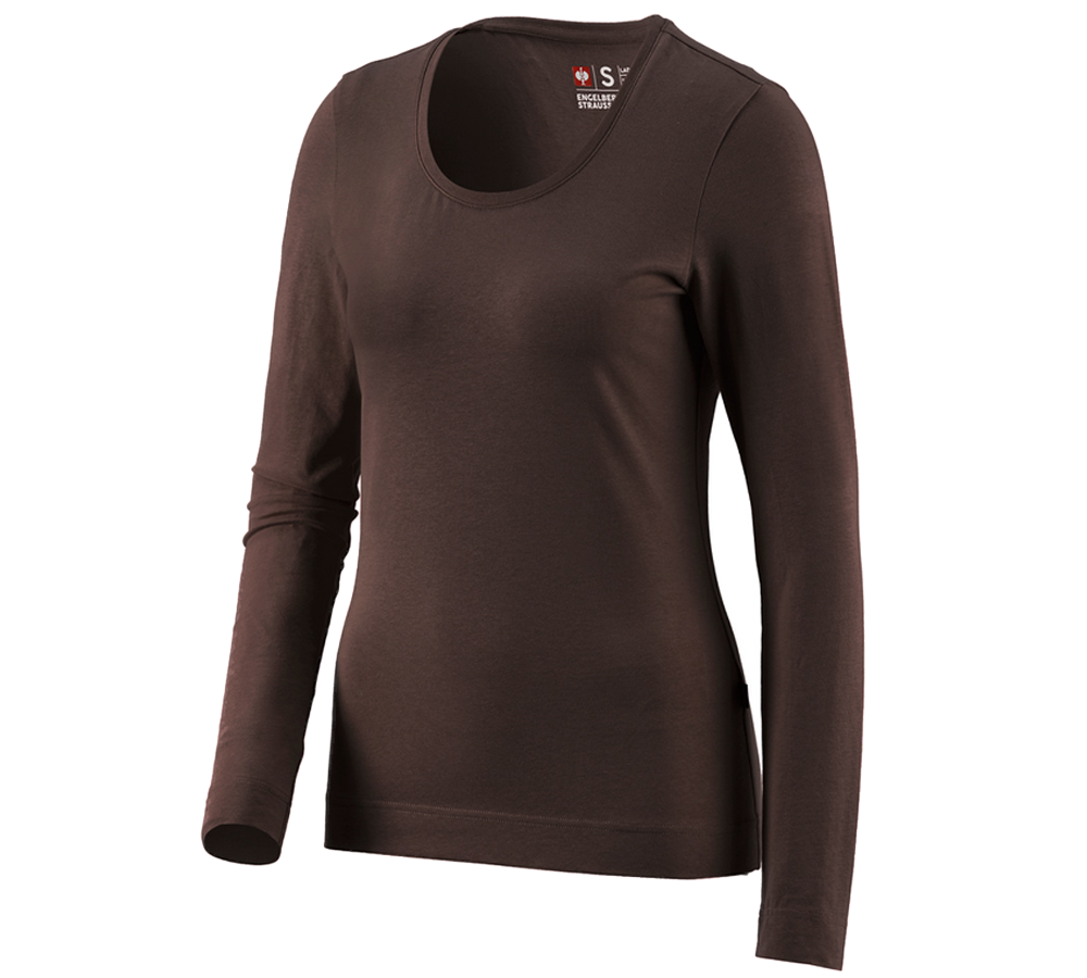 Shirts, Pullover & more: e.s. Long sleeve cotton stretch, ladies' + chestnut
