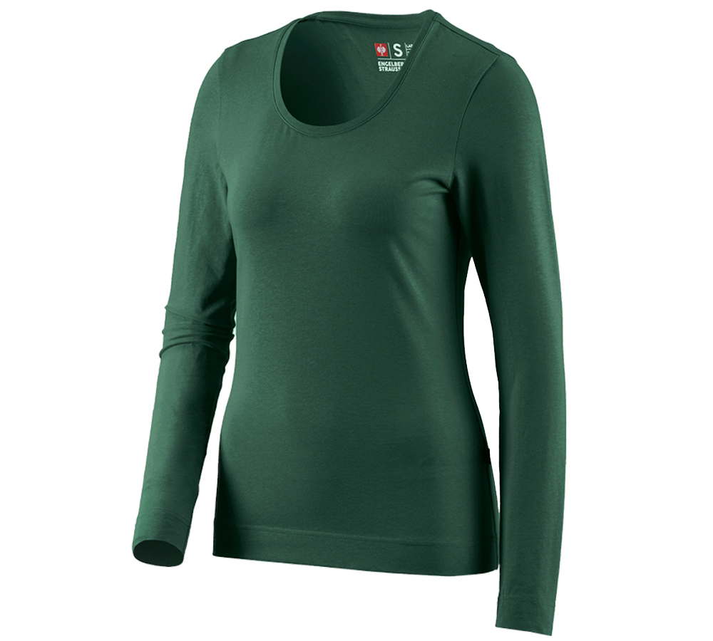 Shirts, Pullover & more: e.s. Long sleeve cotton stretch, ladies' + green