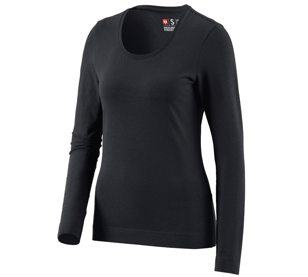 Shirts, Pullover & more: e.s. Long sleeve cotton stretch, ladies' + black