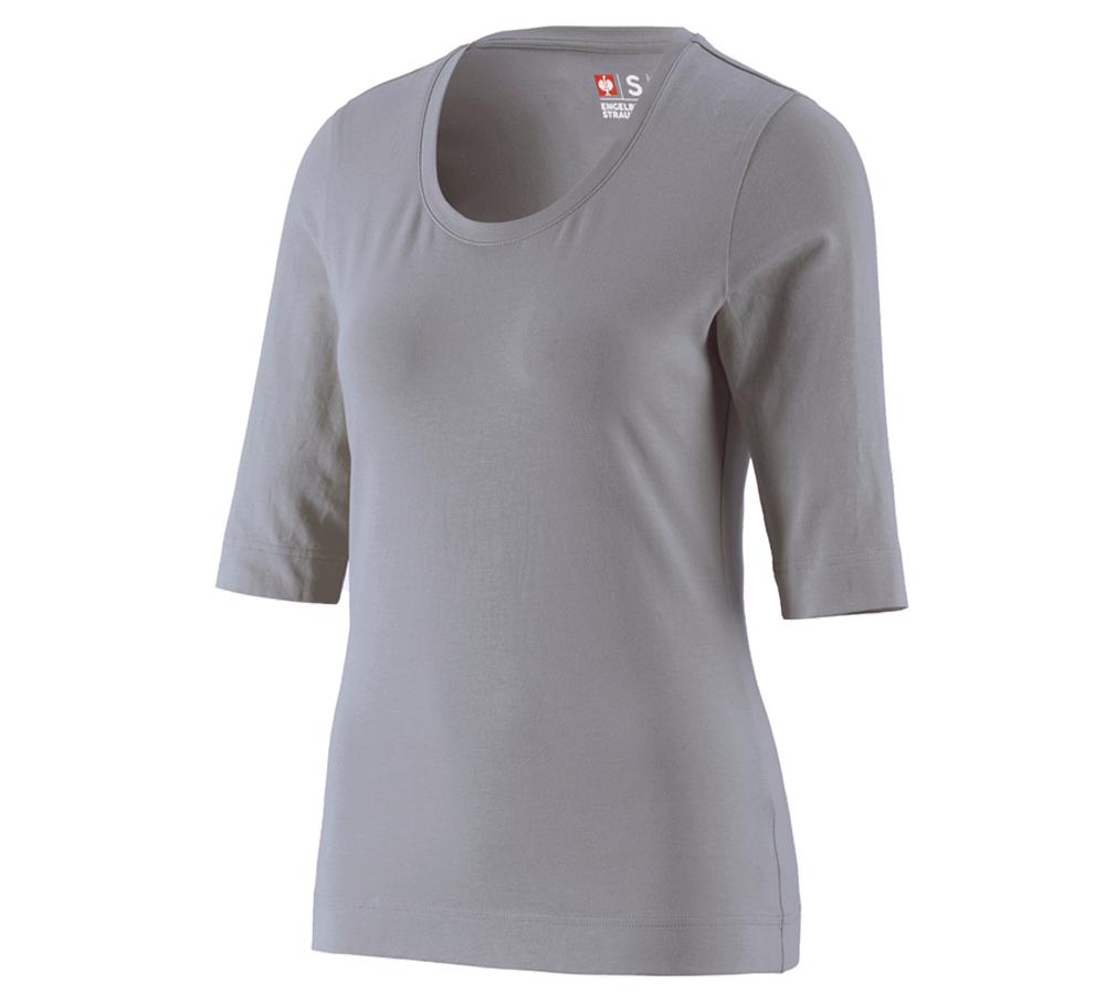 Hauts: e.s. Shirt à manches 3/4 cotton stretch, femmes + platine