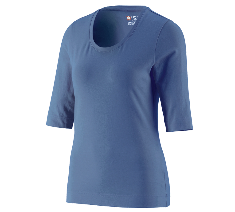 Hauts: e.s. Shirt à manches 3/4 cotton stretch, femmes + cobalt