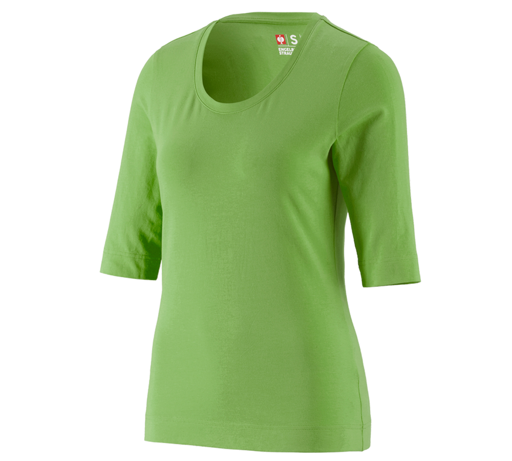 Hauts: e.s. Shirt à manches 3/4 cotton stretch, femmes + vert d'eau