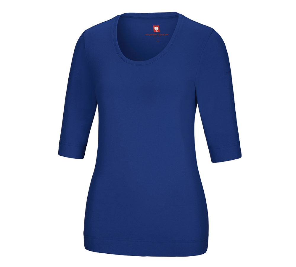 Themen: e.s. Shirt 3/4-Arm cotton stretch, Damen + kornblau