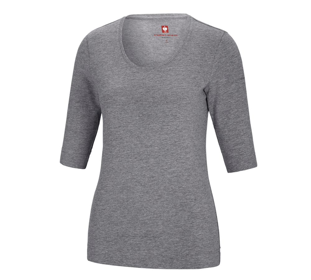 Shirts, Pullover & more: e.s. Shirt 3/4 sleeve cotton stretch, ladies' + grey melange