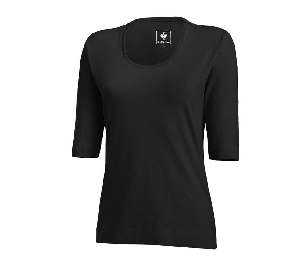 Topics: e.s. Shirt 3/4 sleeve cotton stretch, ladies' + black