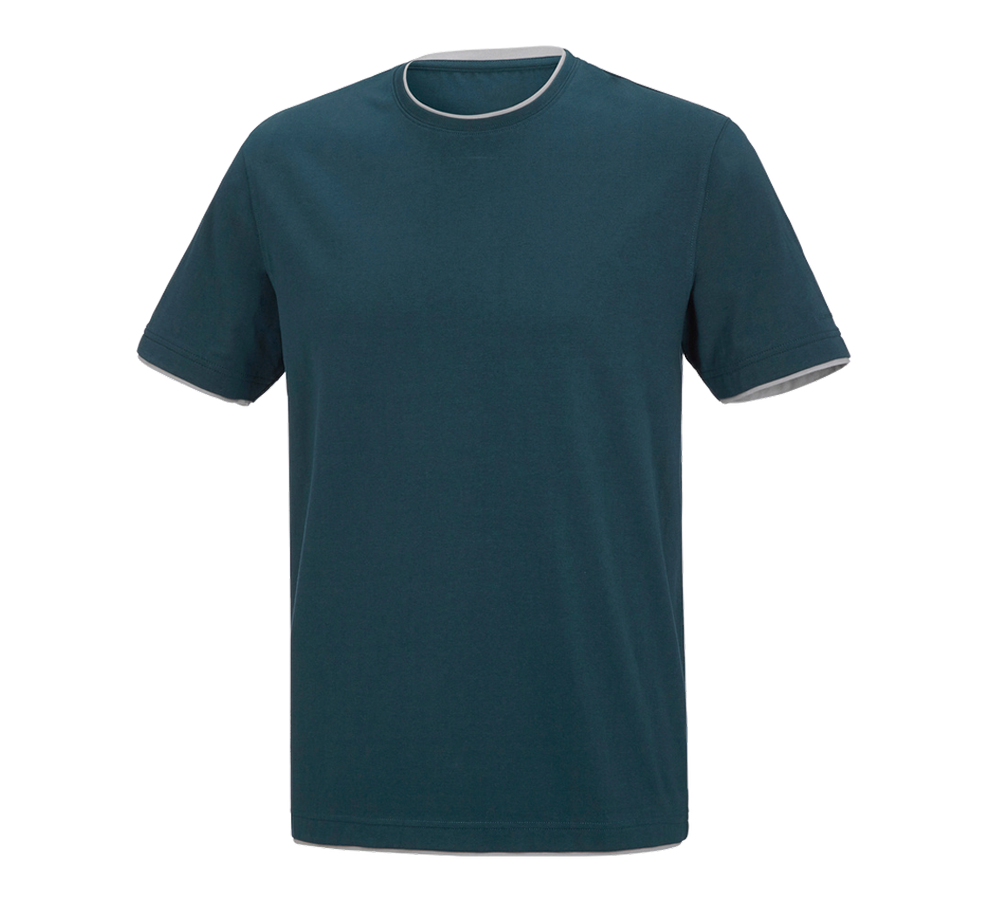 Shirts & Co.: e.s. T-Shirt cotton stretch Layer + seeblau/platin