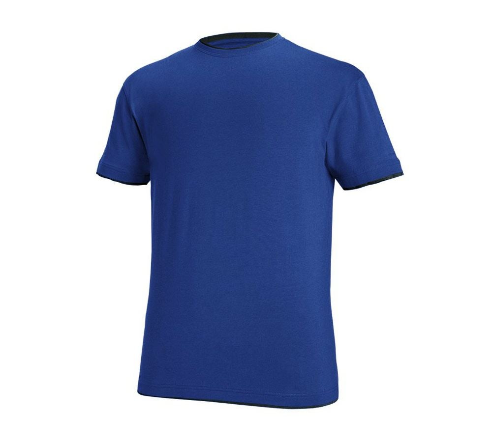 Shirts & Co.: e.s. T-Shirt cotton stretch Layer + kornblau/schwarz