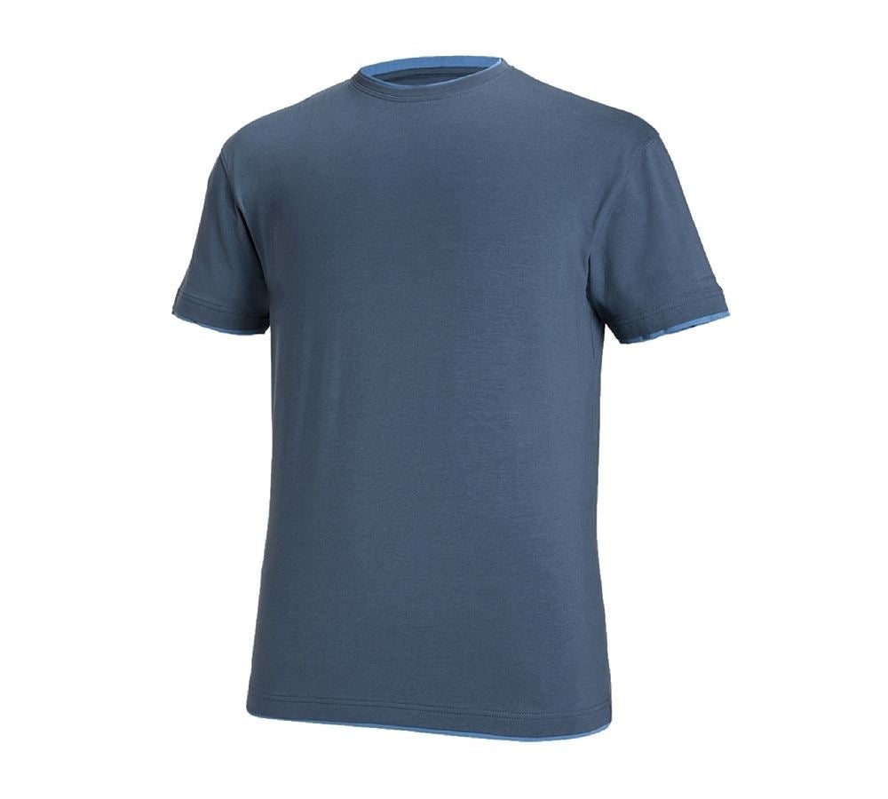 Shirts & Co.: e.s. T-Shirt cotton stretch Layer + pazifik/kobalt