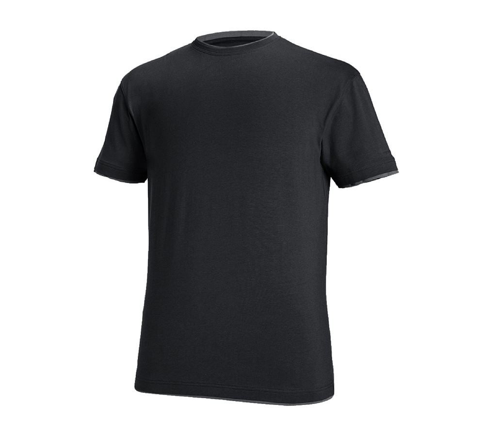 Shirts & Co.: e.s. T-Shirt cotton stretch Layer + schwarz/zement