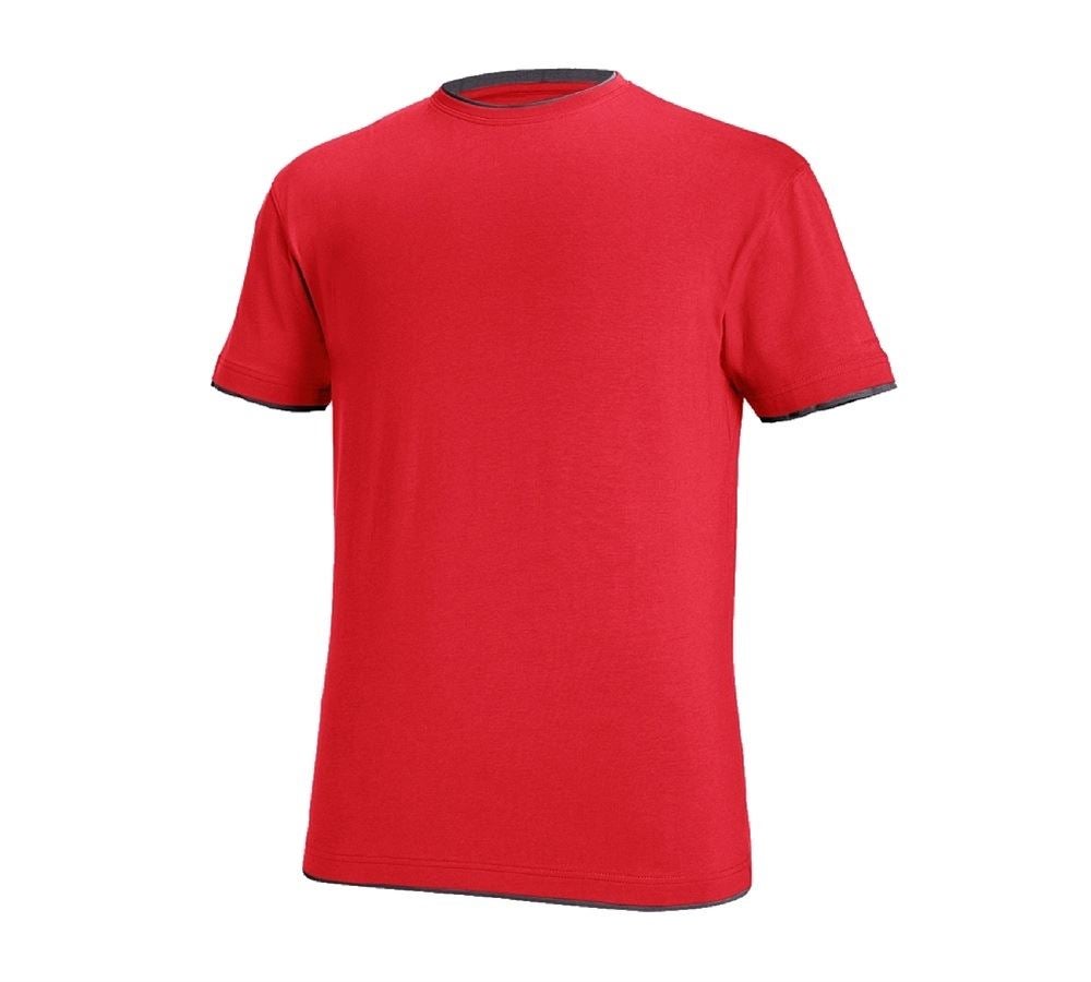 Shirts & Co.: e.s. T-Shirt cotton stretch Layer + feuerrot/schwarz