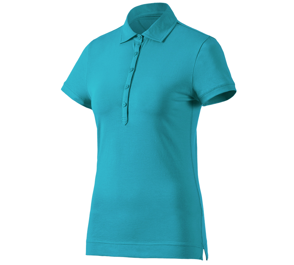 Gardening / Forestry / Farming: e.s. Polo shirt cotton stretch, ladies' + ocean