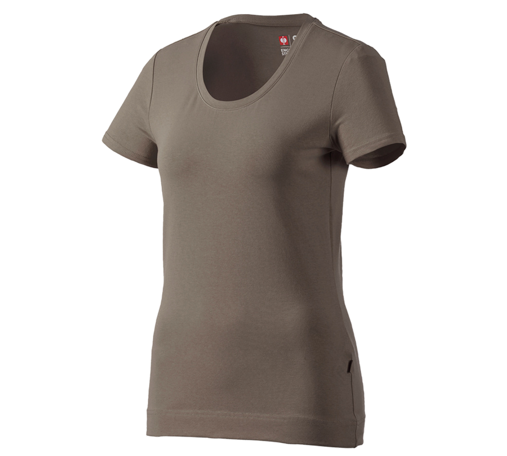 Hauts: e.s. T-shirt cotton stretch, femmes + pierre