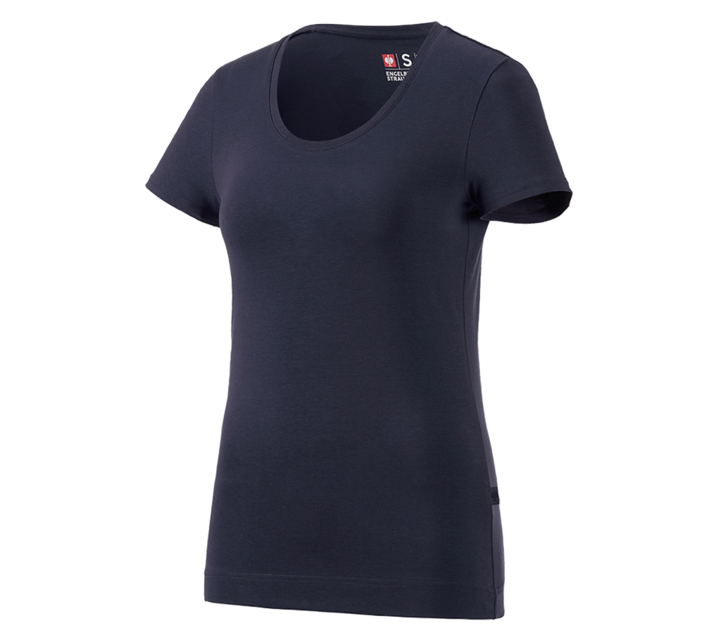 Thèmes: e.s. T-shirt cotton stretch, femmes + bleu foncé