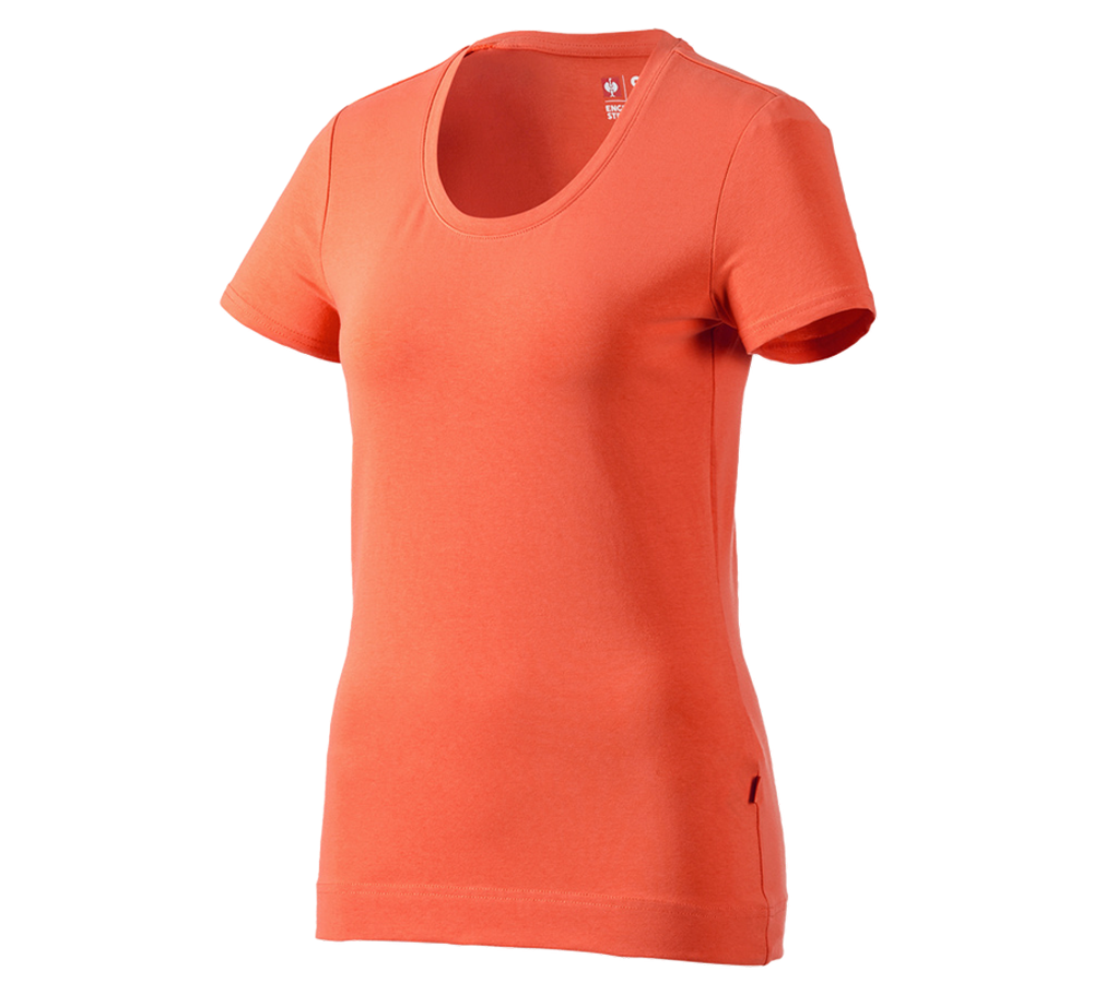 Hauts: e.s. T-shirt cotton stretch, femmes + nectarine
