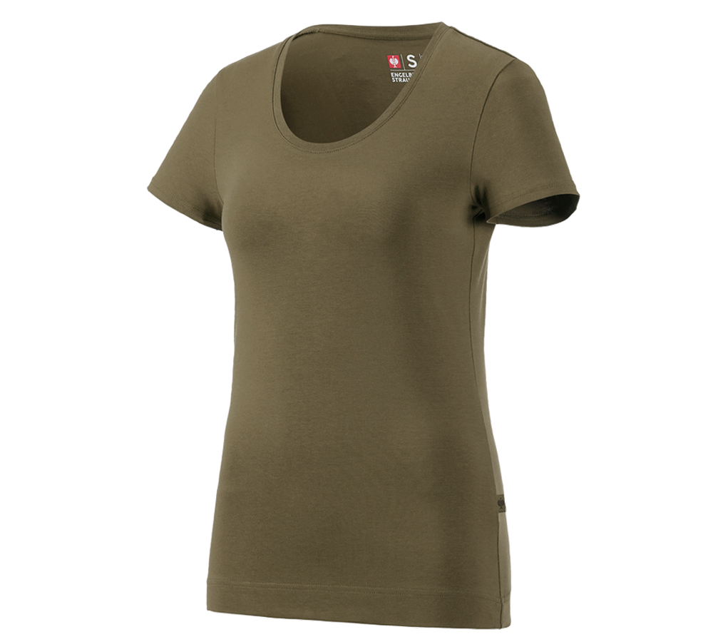 Themen: e.s. T-Shirt cotton stretch, Damen + schlammgrün