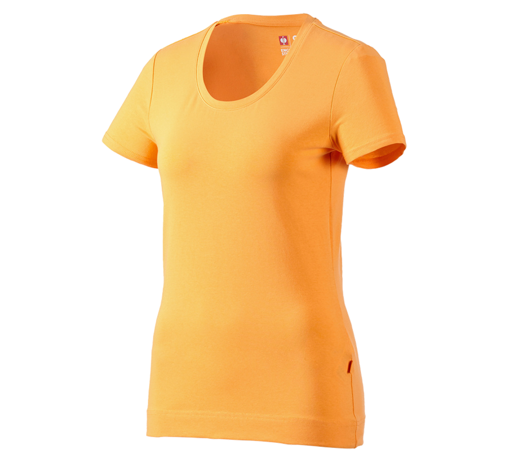 Hauts: e.s. T-shirt cotton stretch, femmes + orange clair