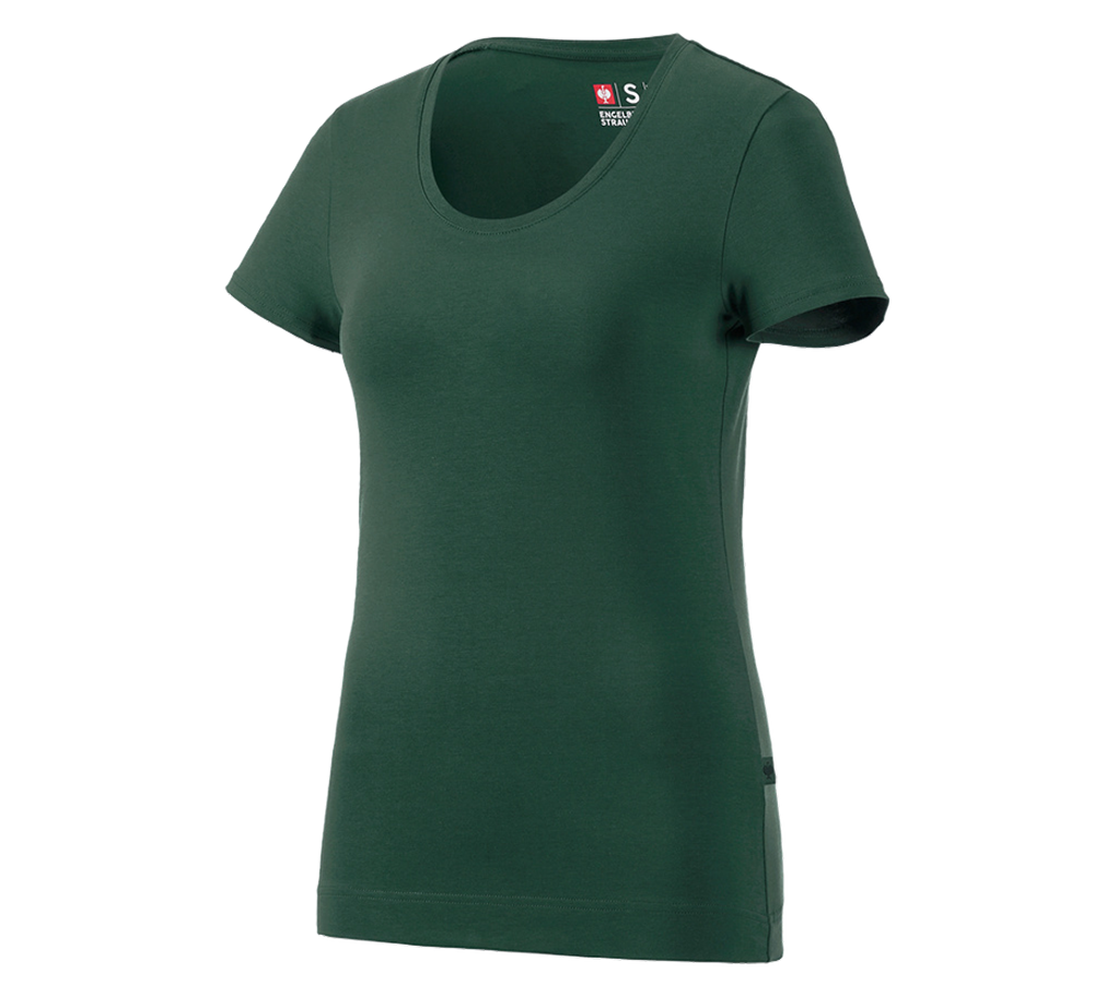 Hauts: e.s. T-shirt cotton stretch, femmes + vert