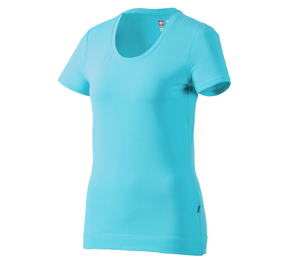 Hauts: e.s. T-shirt cotton stretch, femmes + bleu capri