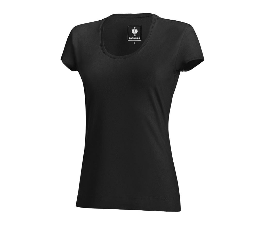 Shirts & Co.: e.s. T-Shirt cotton stretch, Damen + schwarz
