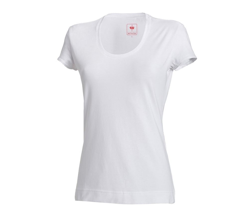 Shirts & Co.: e.s. T-Shirt cotton stretch, Damen + weiß