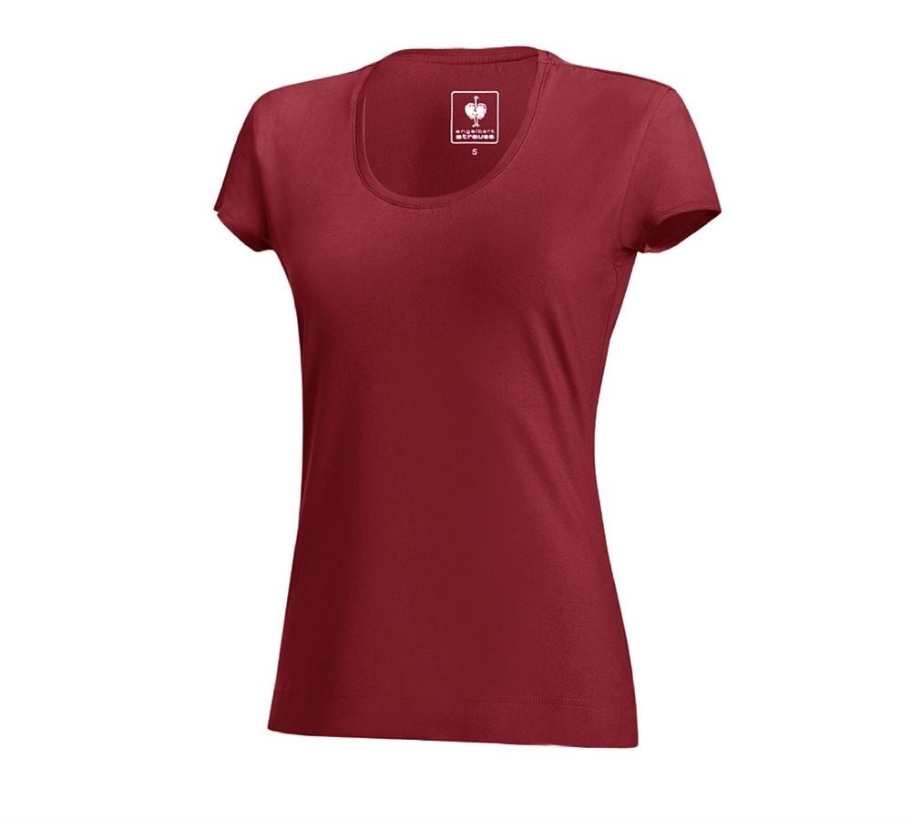 Themen: e.s. T-Shirt cotton stretch, Damen + bordeaux