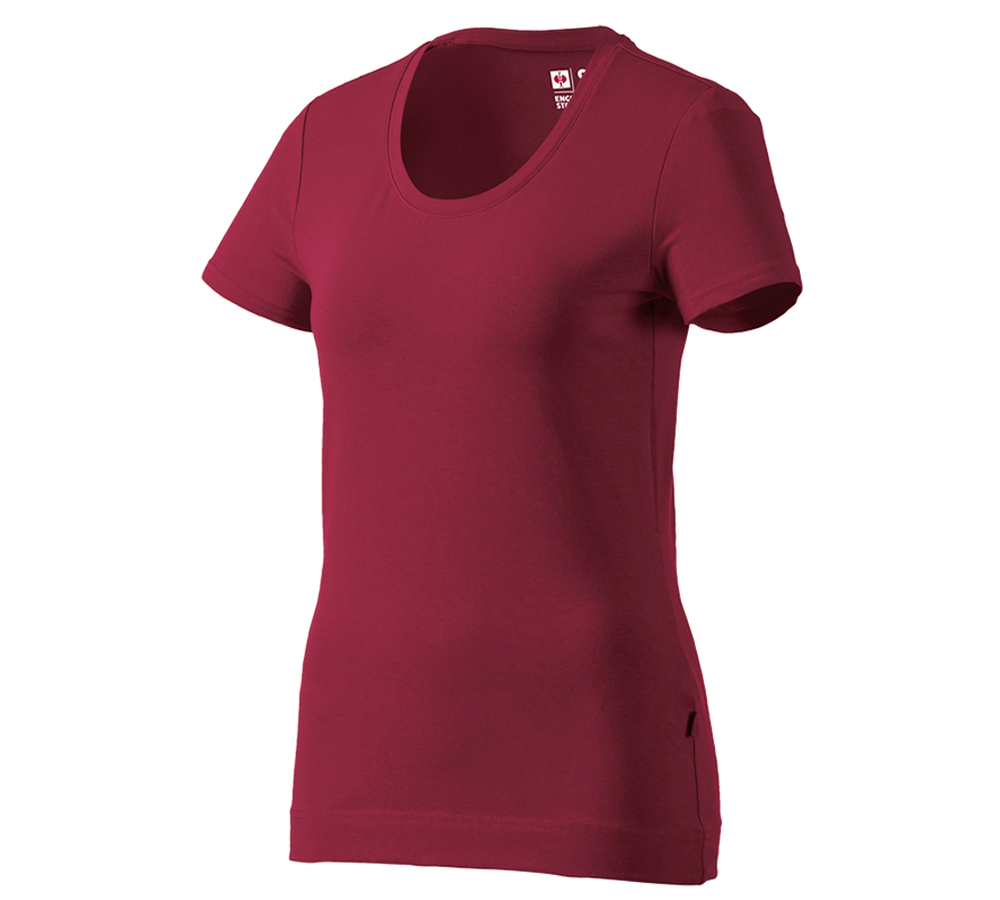 Shirts & Co.: e.s. T-Shirt cotton stretch, Damen + bordeaux
