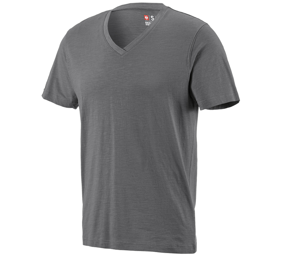 Shirts, Pullover & more: e.s. T-shirt cotton slub V-Neck + cement