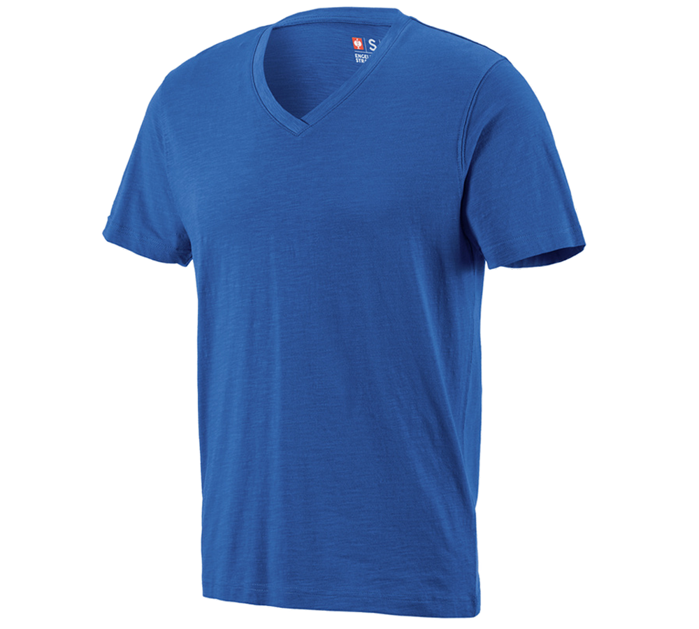 Shirts, Pullover & more: e.s. T-shirt cotton slub V-Neck + gentian blue