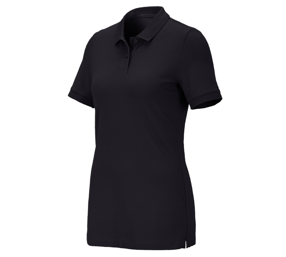 Shirts & Co.: e.s. Piqué-Polo cotton stretch, Damen + schwarz