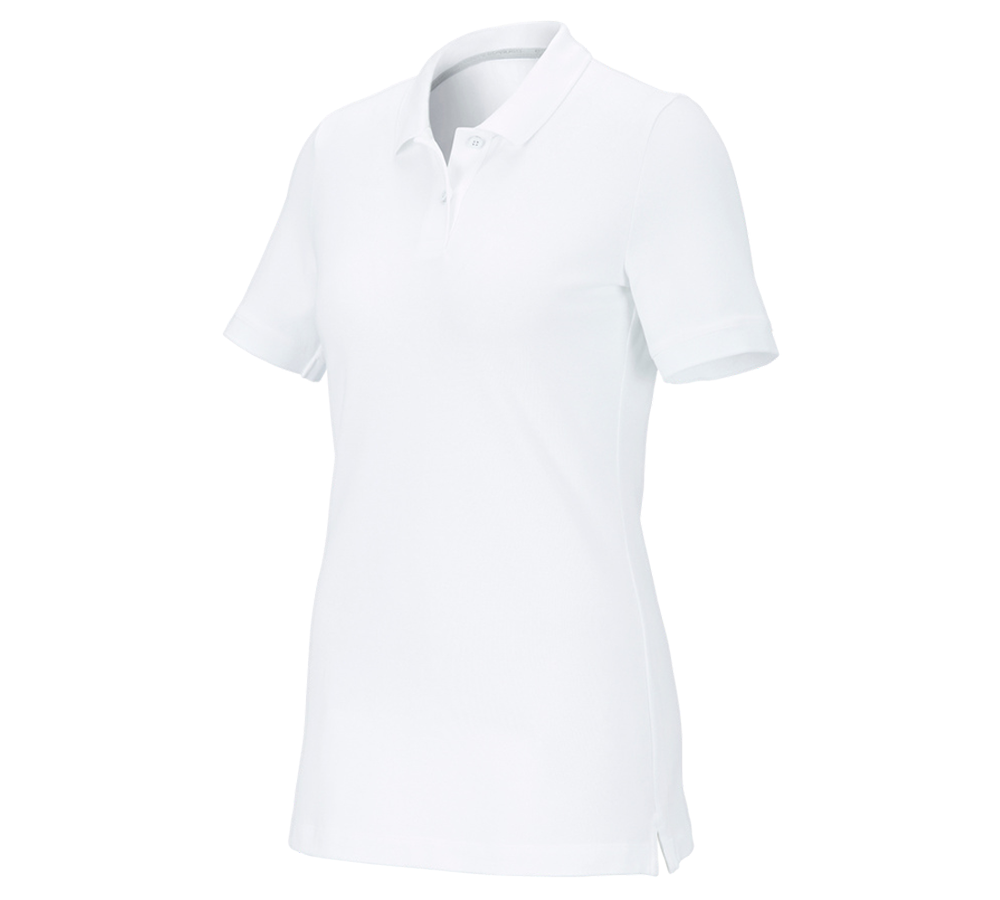 Shirts & Co.: e.s. Piqué-Polo cotton stretch, Damen + weiß