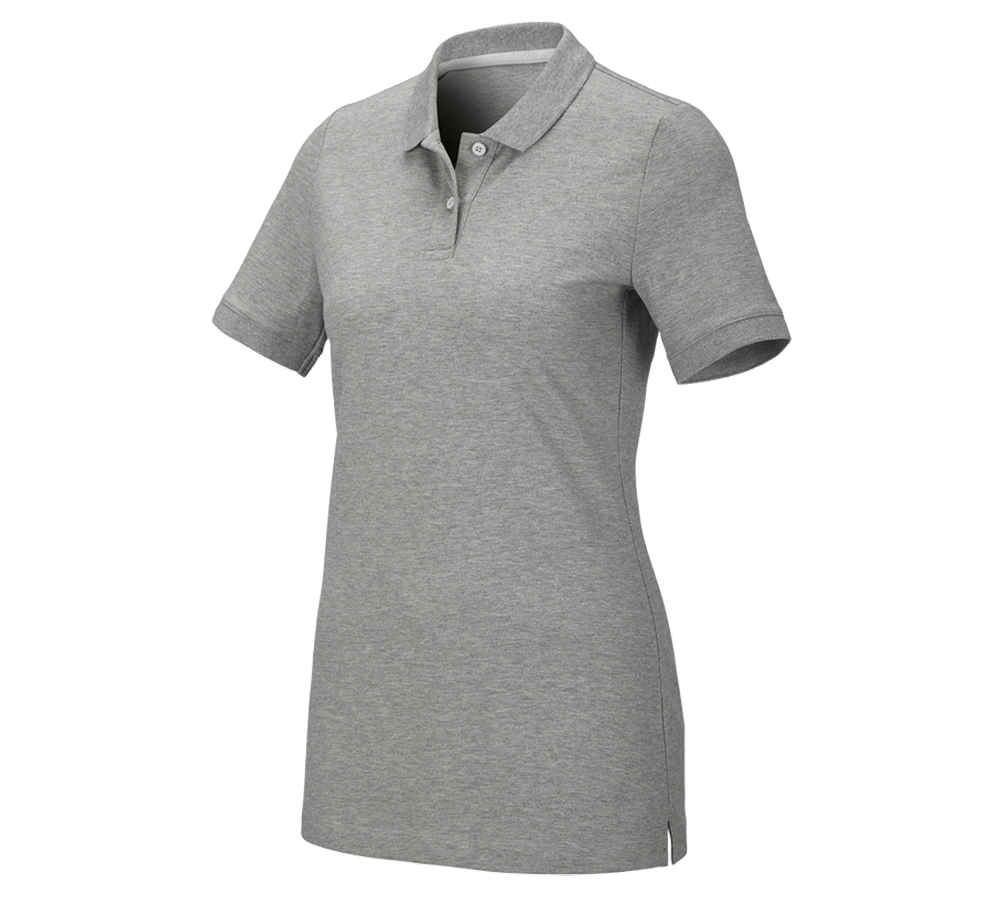 Shirts, Pullover & more: e.s. Pique-Polo cotton stretch, ladies' + grey melange