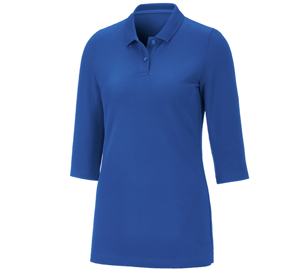 Shirts & Co.: e.s. Piqué-Polo 3/4 Arm cotton stretch, Damen + enzianblau