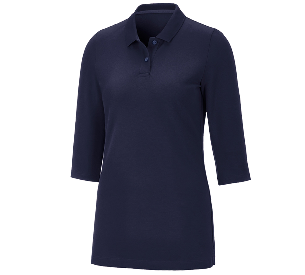 Shirts & Co.: e.s. Piqué-Polo 3/4 Arm cotton stretch, Damen + dunkelblau