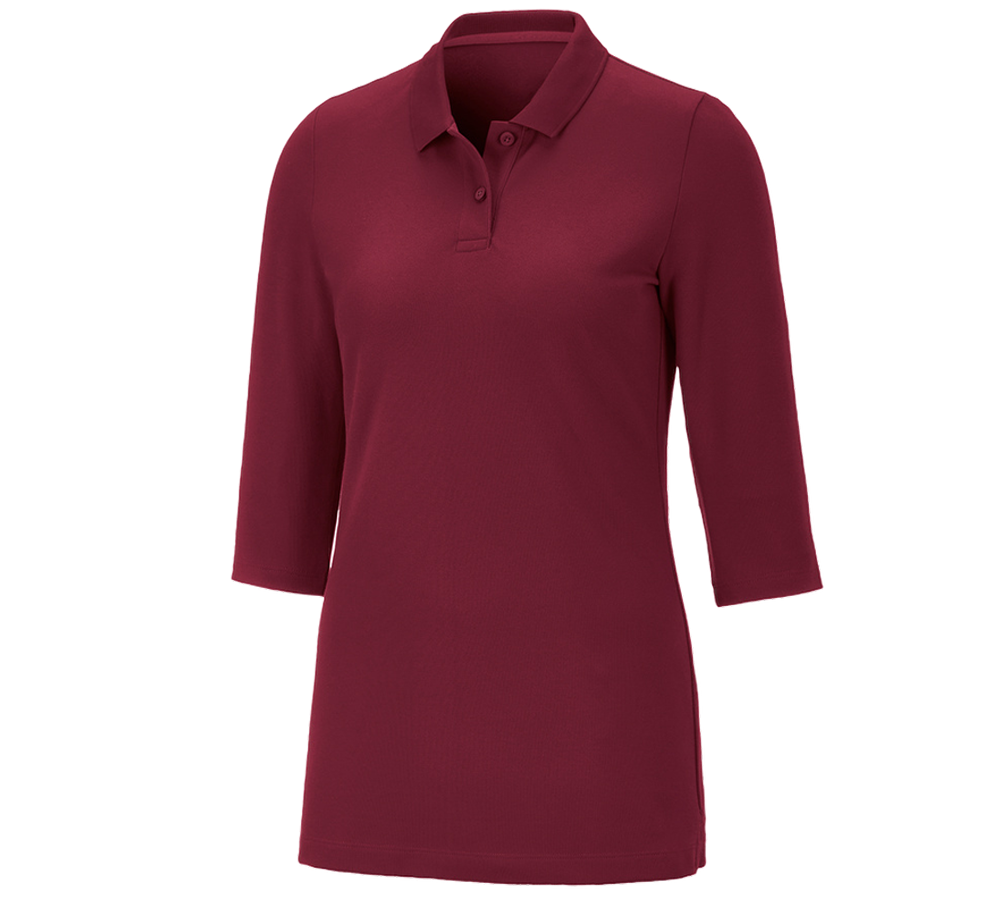 Shirts & Co.: e.s. Piqué-Polo 3/4 Arm cotton stretch, Damen + bordeaux