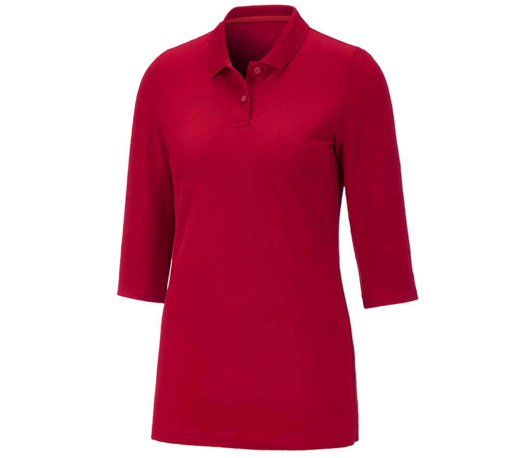 Topics: e.s. Pique-Polo 3/4-sleeve cotton stretch, ladies' + fiery red