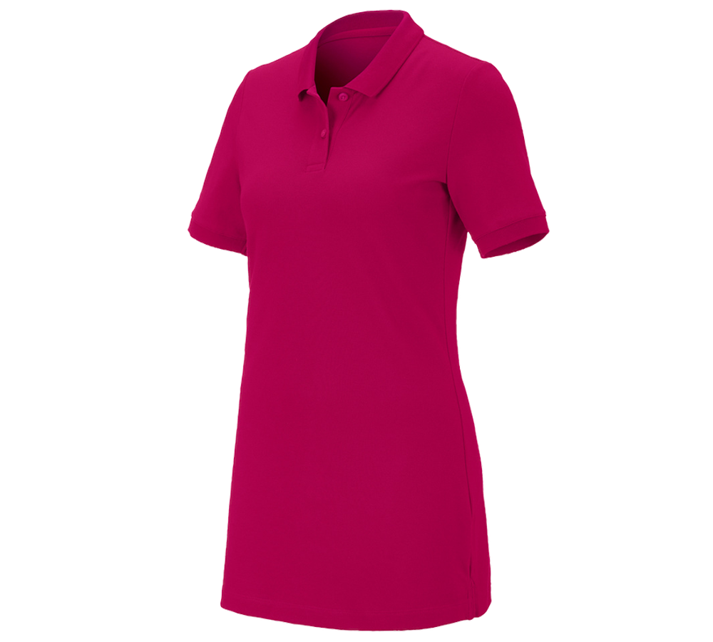 Shirts, Pullover & more: e.s. Pique-Polo cotton stretch, ladies', long fit + berry