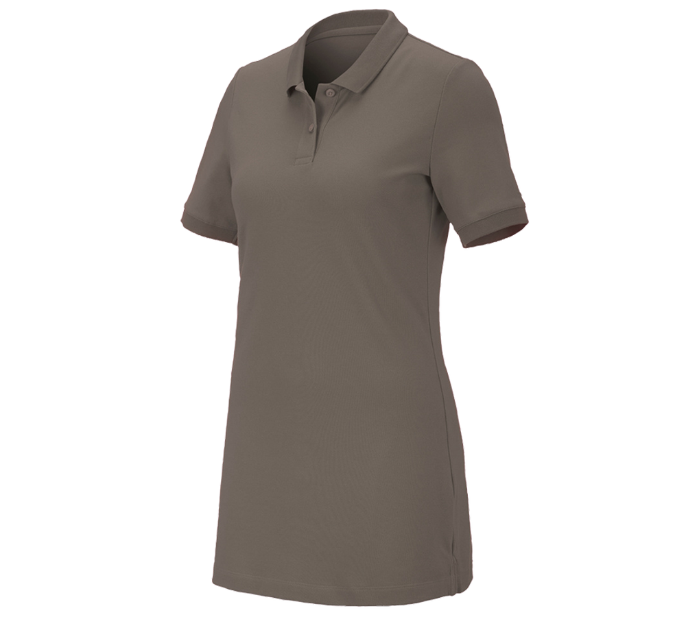 Shirts & Co.: e.s. Piqué-Polo cotton stretch, Damen, long fit + stein