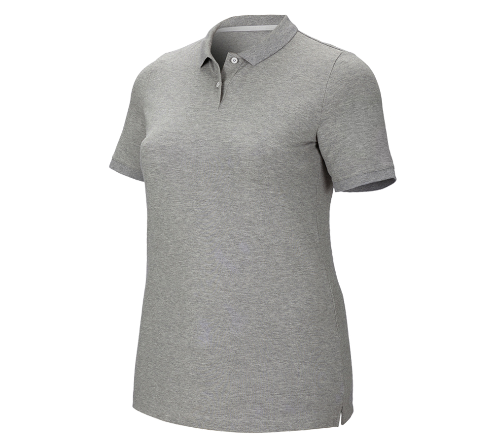 Shirts, Pullover & more: e.s. Pique-Polo cotton stretch, ladies', plus fit + grey melange