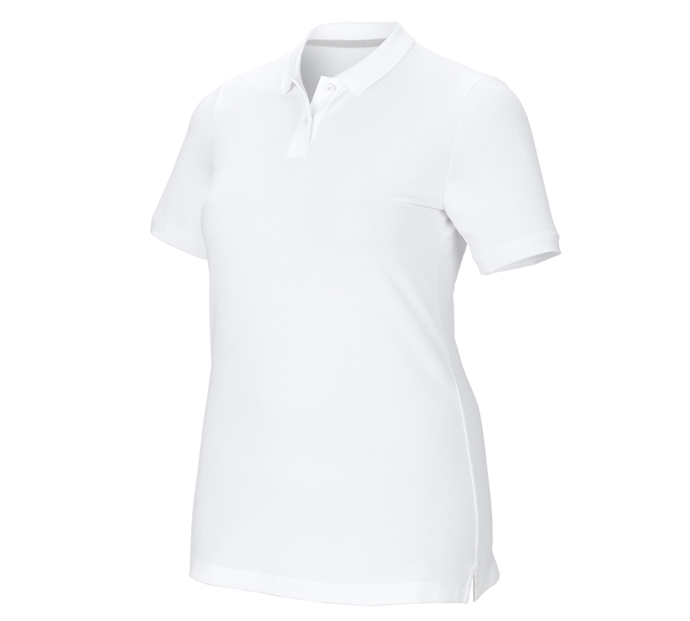 Themen: e.s. Piqué-Polo cotton stretch, Damen, plus fit + weiß