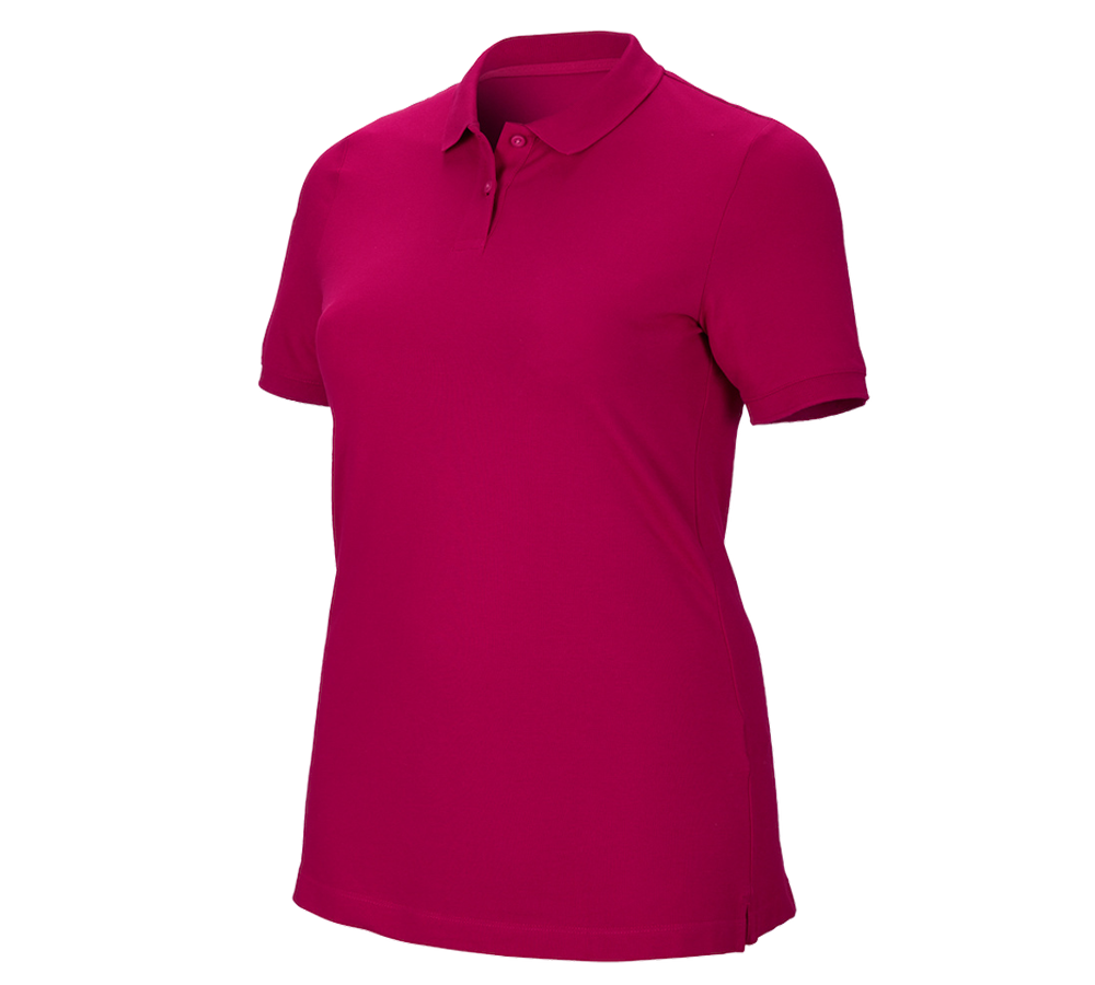 Shirts, Pullover & more: e.s. Pique-Polo cotton stretch, ladies', plus fit + berry
