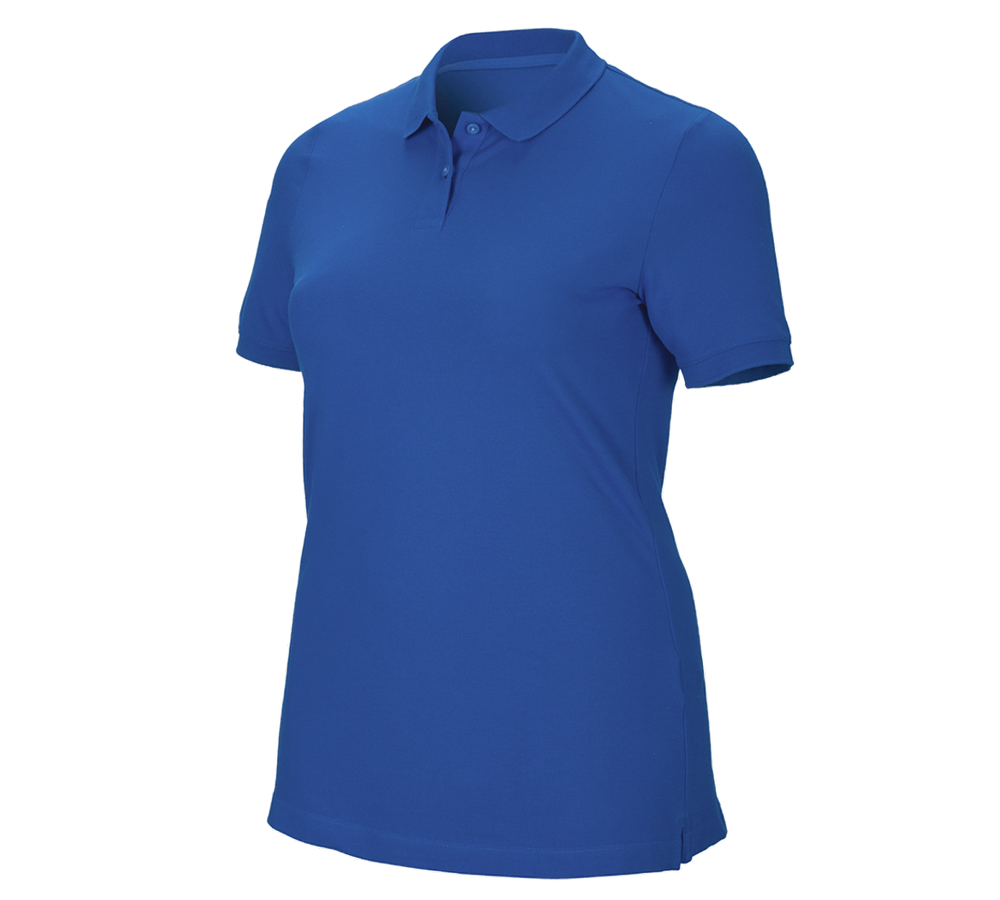 Shirts, Pullover & more: e.s. Pique-Polo cotton stretch, ladies', plus fit + gentian blue