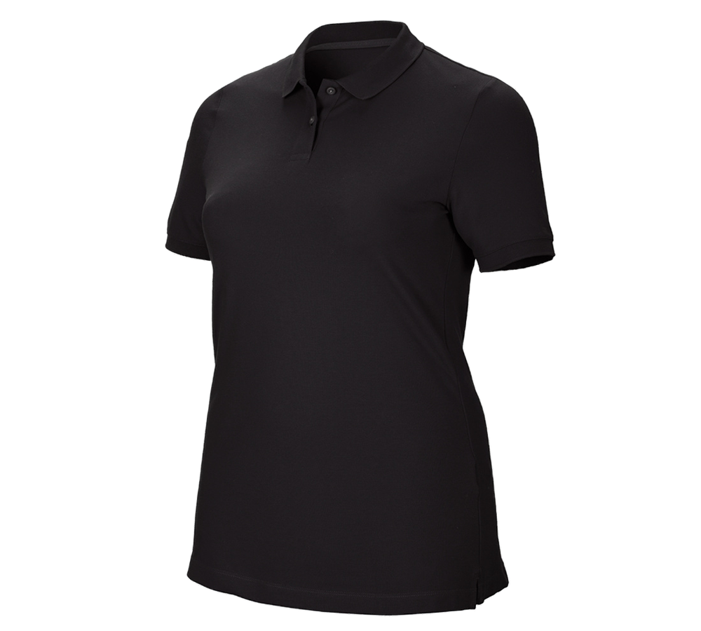 Shirts & Co.: e.s. Piqué-Polo cotton stretch, Damen, plus fit + schwarz