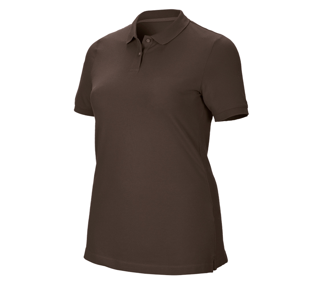 Shirts, Pullover & more: e.s. Pique-Polo cotton stretch, ladies', plus fit + chestnut