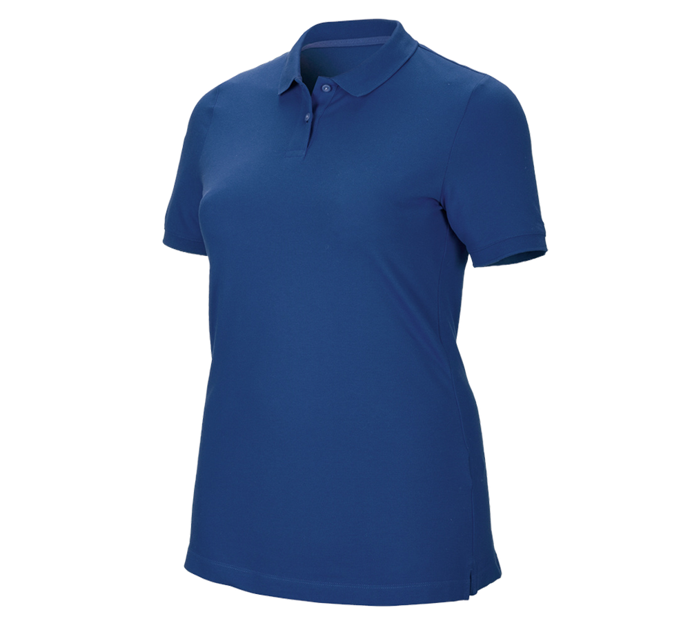 Shirts & Co.: e.s. Piqué-Polo cotton stretch, Damen, plus fit + alkaliblau