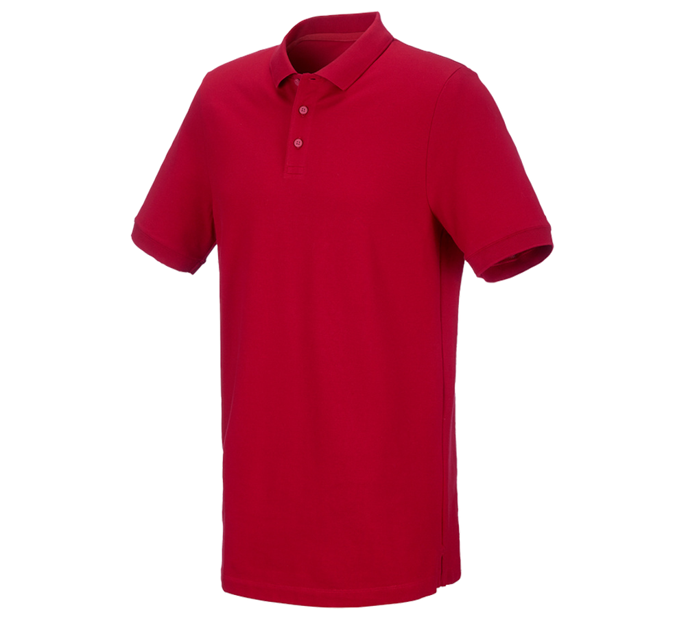Shirts, Pullover & more: e.s. Piqué-Polo cotton stretch, long fit + fiery red