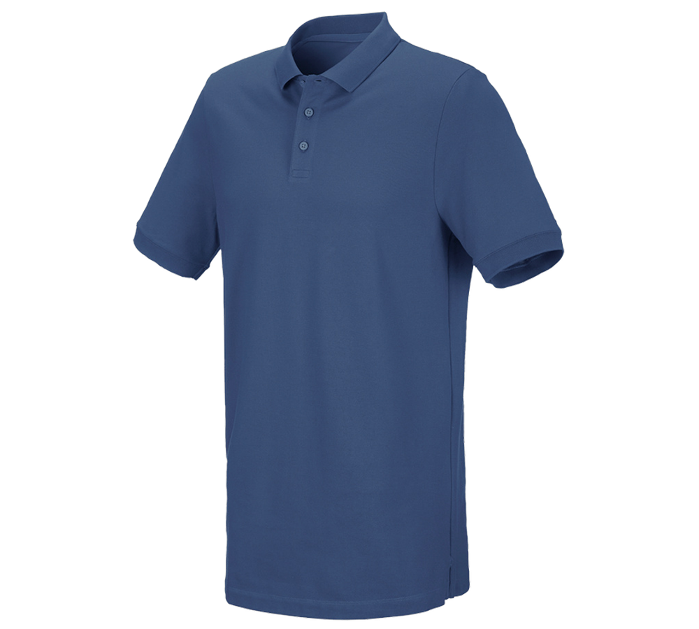 Shirts, Pullover & more: e.s. Piqué-Polo cotton stretch, long fit + cobalt