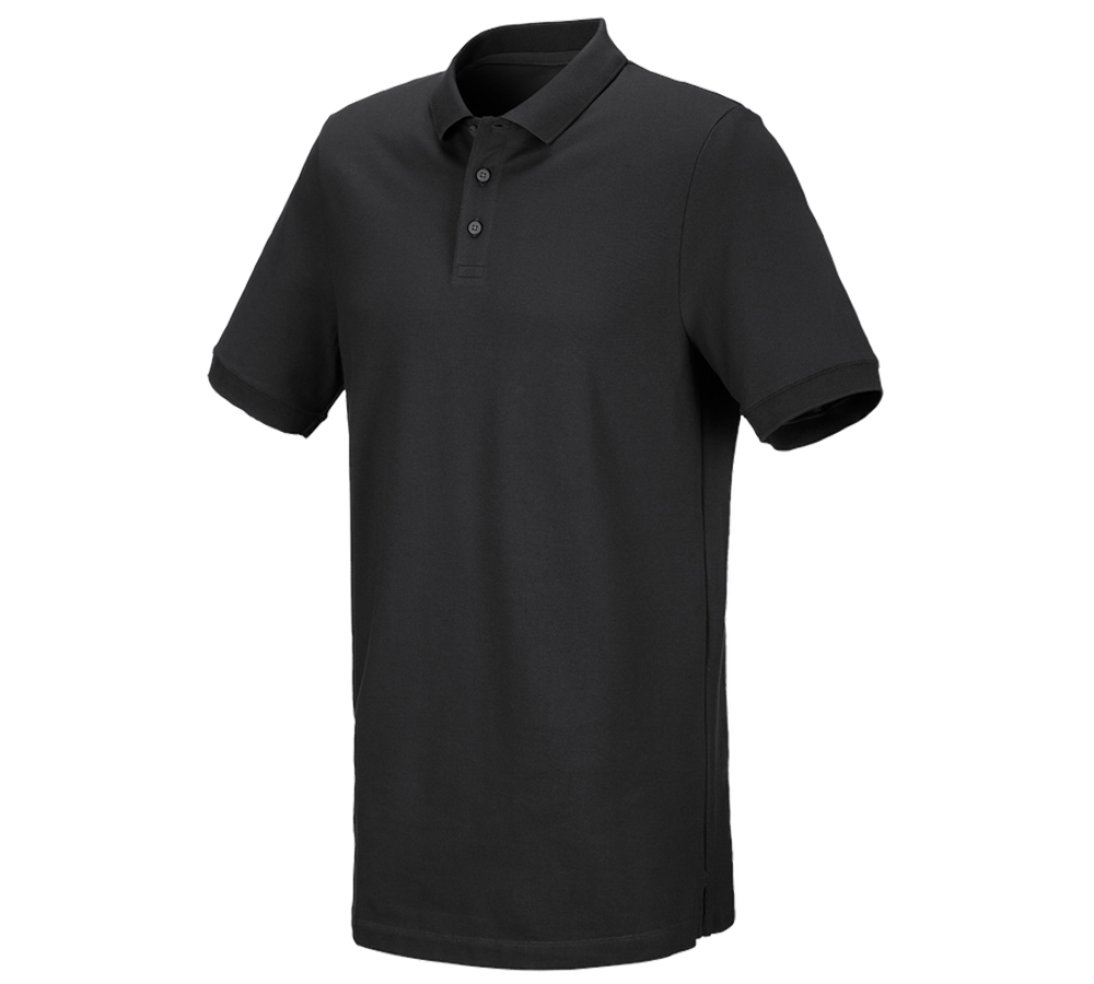 Shirts & Co.: e.s. Piqué-Polo cotton stretch, long fit + schwarz