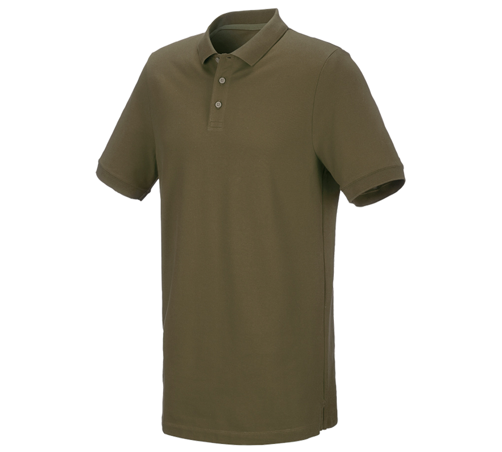 Shirts & Co.: e.s. Piqué-Polo cotton stretch, long fit + schlammgrün