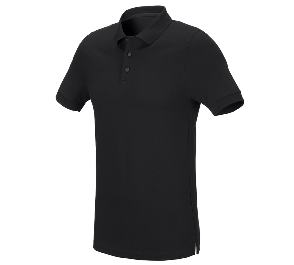 Shirts, Pullover & more: e.s. Pique-Polo cotton stretch, slim fit + black