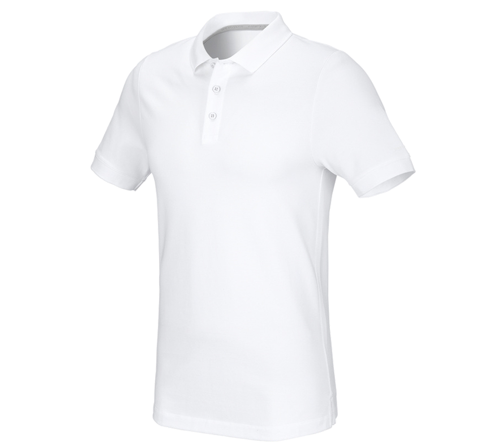 Shirts & Co.: e.s. Piqué-Polo cotton stretch, slim fit + weiß